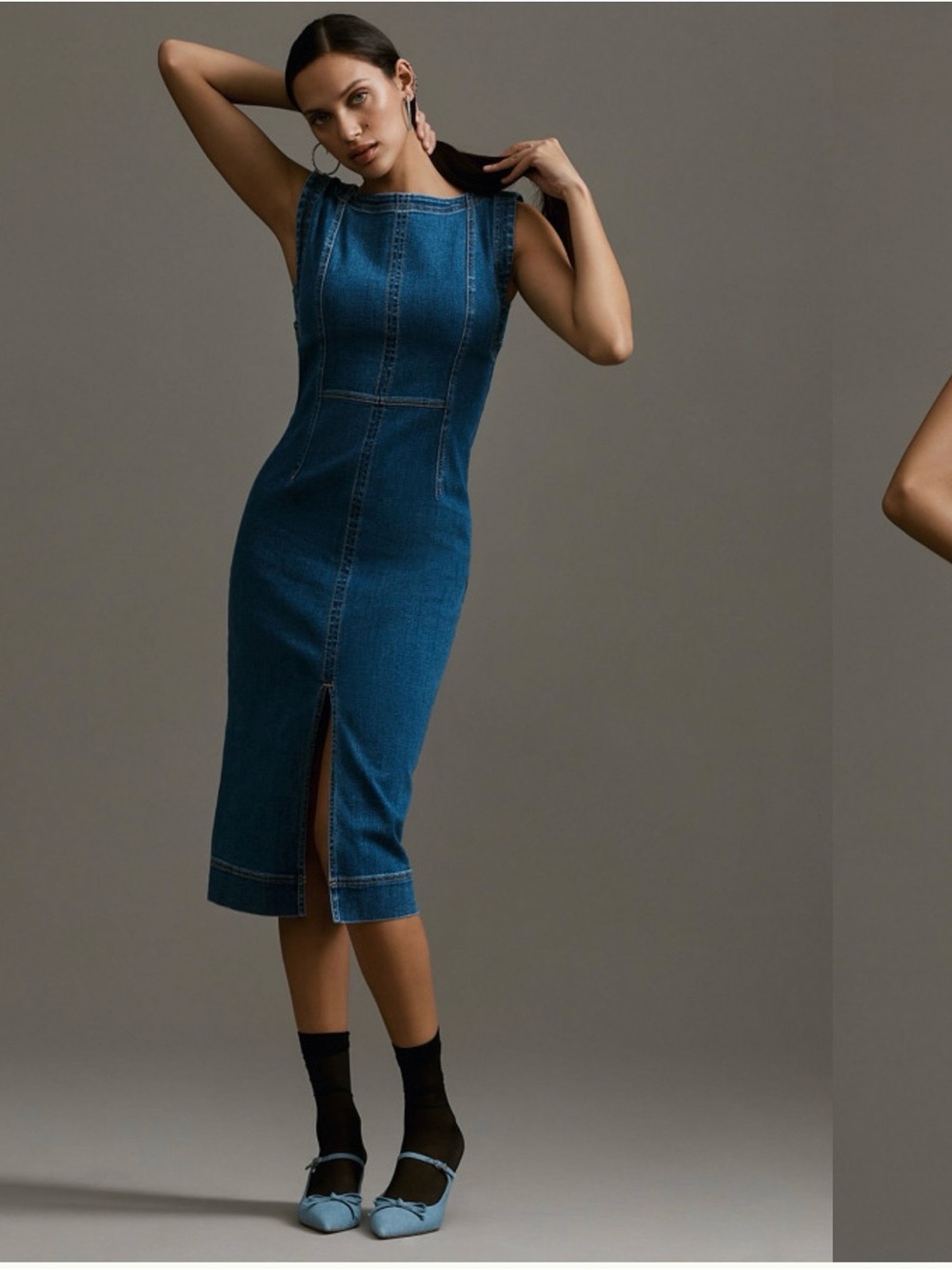 Pilcro Sleeveless stretchy Denim Midi Dress